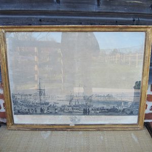 Ancienne Estampe Encadrée Vue du Port de Dieppe - J Vernet