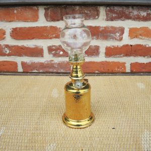 Ancienne Lampe Olympe en Laiton & Verre