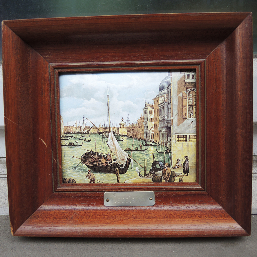 Ancienne Lithographie sur Tôle Encadrée Canaletto