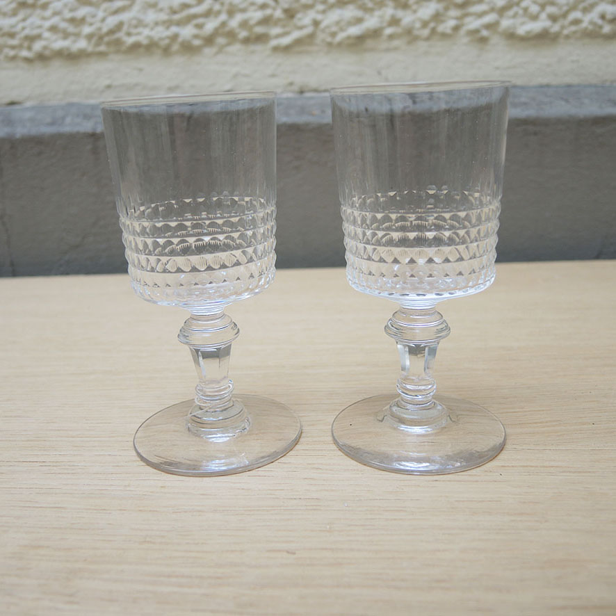 Lot de 9 Anciens Verres à Pied de Style Baccarat (5)