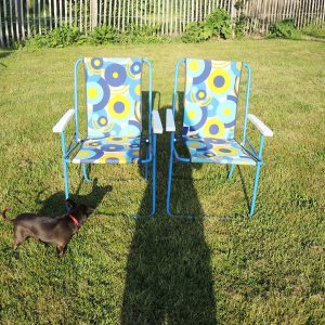 2 Anciennes Chaises de Camping Pliables à Motif Pop