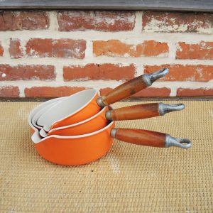 3 Anciennes Casseroles en Fonte Orange Le Creuset
