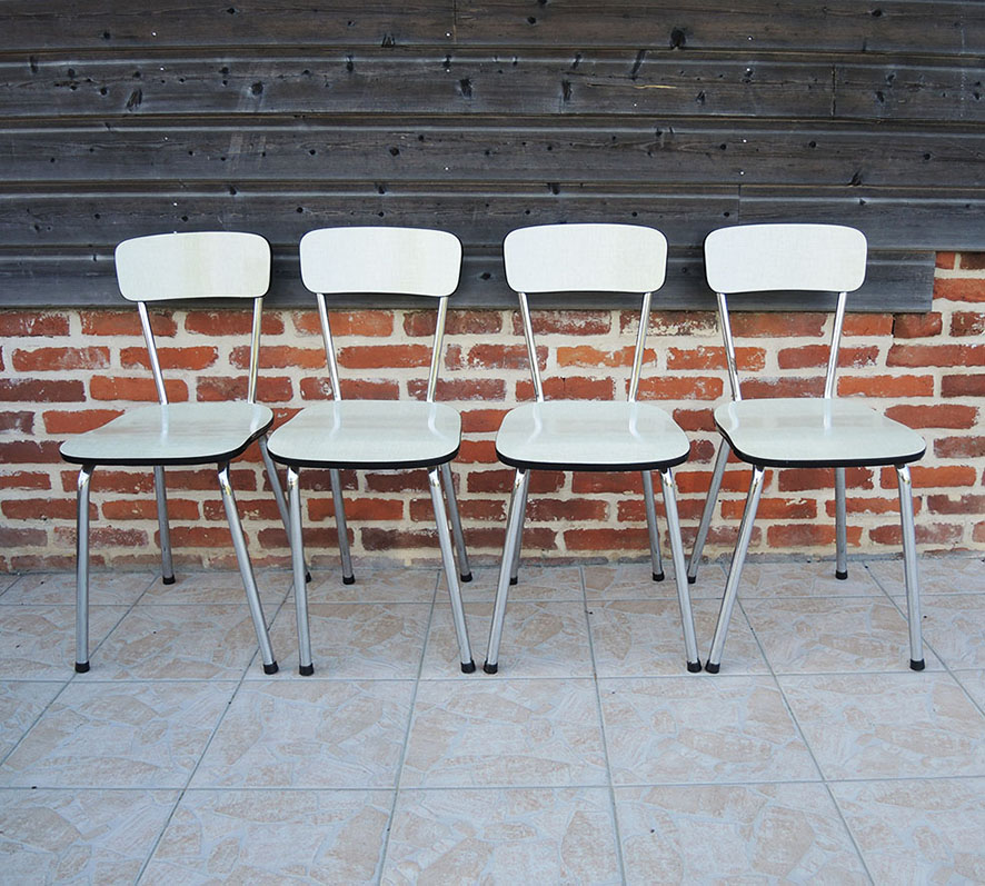 chaises-formica-ecru-vintage 4 Anciennes Chaises en Formica Ecru