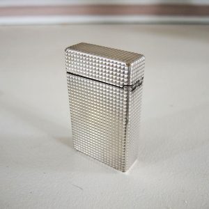 Ancien Briquet Dupont Argenté Décor Pointe de Diamant - Initiales SW