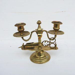 Ancien Candélabre 2 Feux avec Ciseaux en Bronze ou Laiton