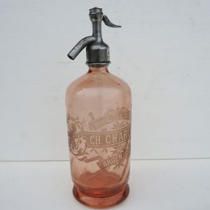 Ancien Siphon en Verre Rose - CH Charlot - Argenteuil