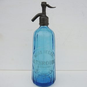 Ancien Siphon en Verre Turquoise - J. Throude - Auffay