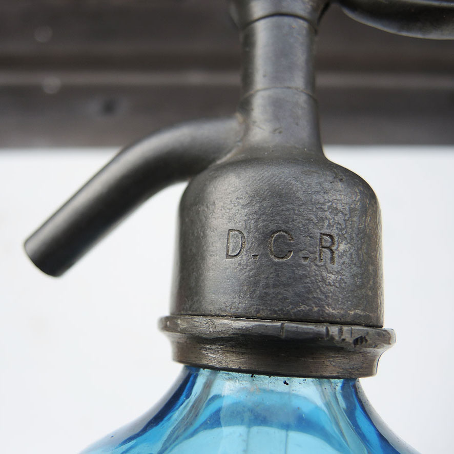 Ancien Siphon en Verre Turquoise - J. Throude - Auffay (3)