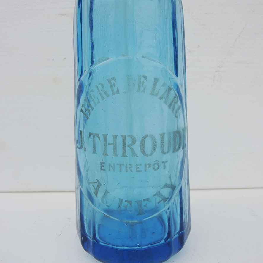 Ancien Siphon en Verre Turquoise - J. Throude - Auffay (4)