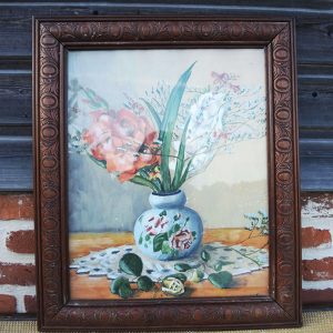 Ancien Tableau Aquarelle - Vase de Pivoines