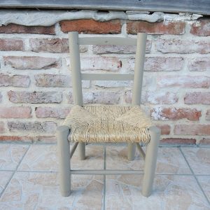 Ancienne Chaise Pour Enfant en Bois Peint & Paille