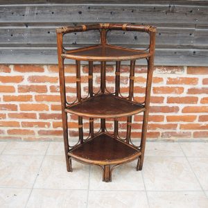 Ancienne Etagère d Angle 3-Niveaux en Rotin
