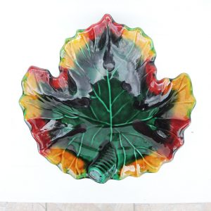 Ancienne Grande Coupe Feuille en Céramique Vallauris