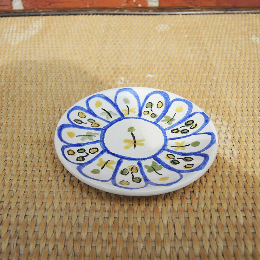 Ancienne Soucoupe en Céramique Décor Fleurs Peint Main (2)