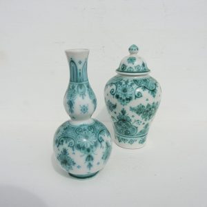 Anciens Vase & Pot en Faïence de Delft Verte