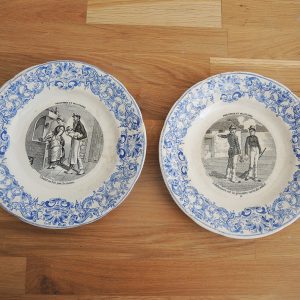 2 Anciennes Assiettes Parlantes Gien - Proverbes & Militaires