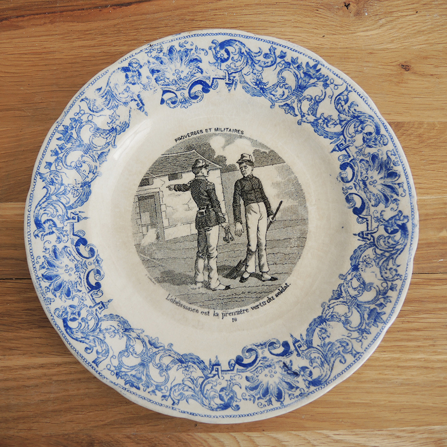 2 Anciennes Assiettes Parlantes Gien - Proverbes & Militaires – Image 4