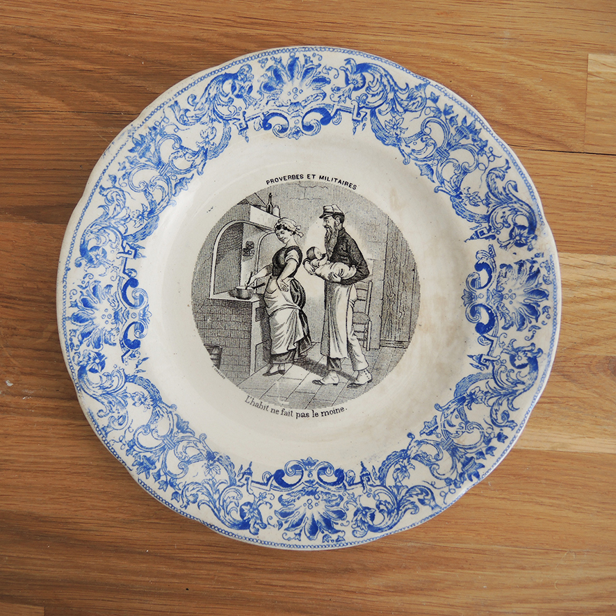 2 Anciennes Assiettes Parlantes Gien - Proverbes & Militaires – Image 2