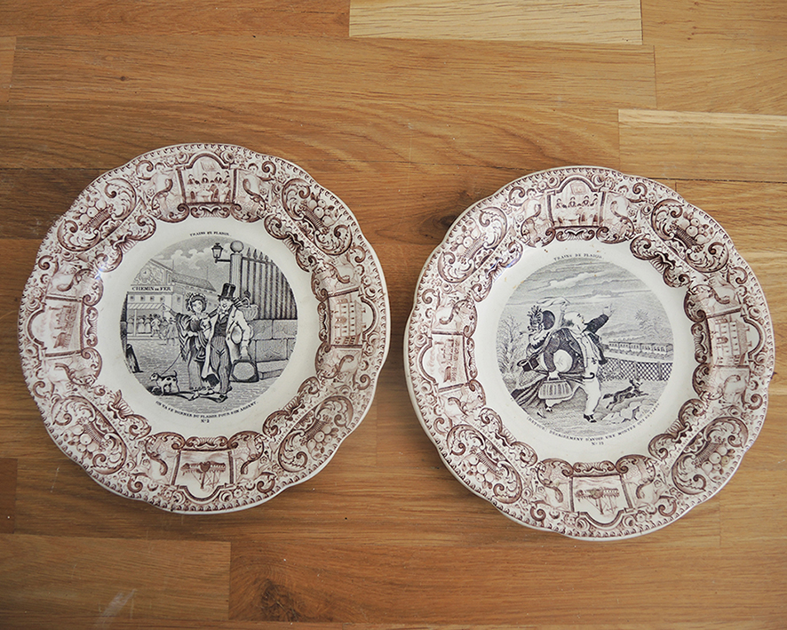 2 Anciennes Assiettes Parlantes Gien - Trains de Plaisir