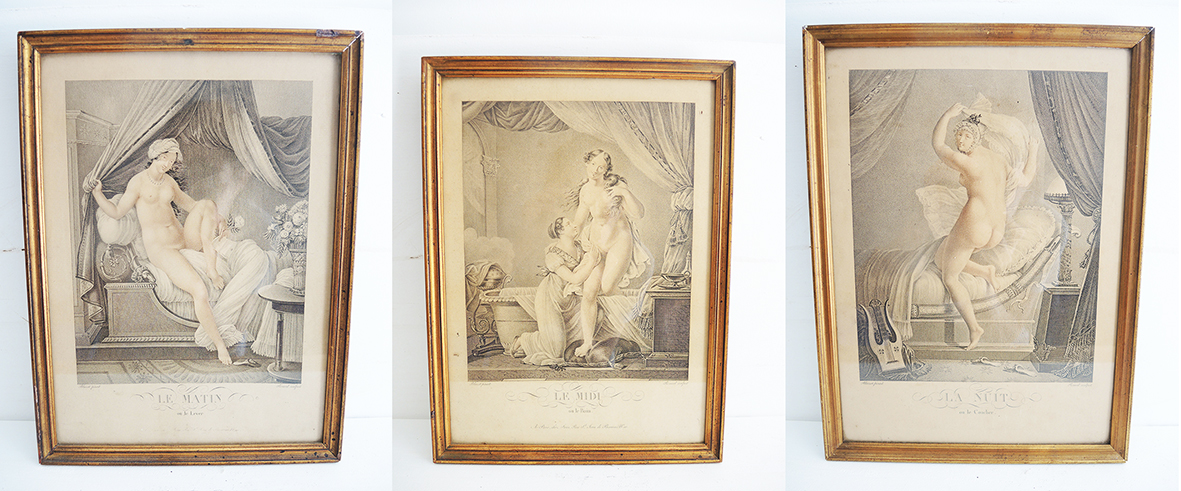 3 Lithographies Encadrées - Matin, Midi & Soir - Noel Joseph Blaizot