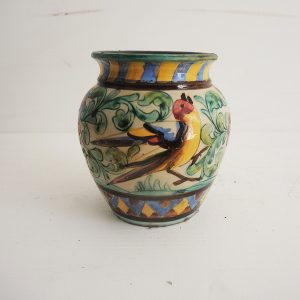 Ancien Petit Vase en Céramique Italienne - Décor Oiseaux