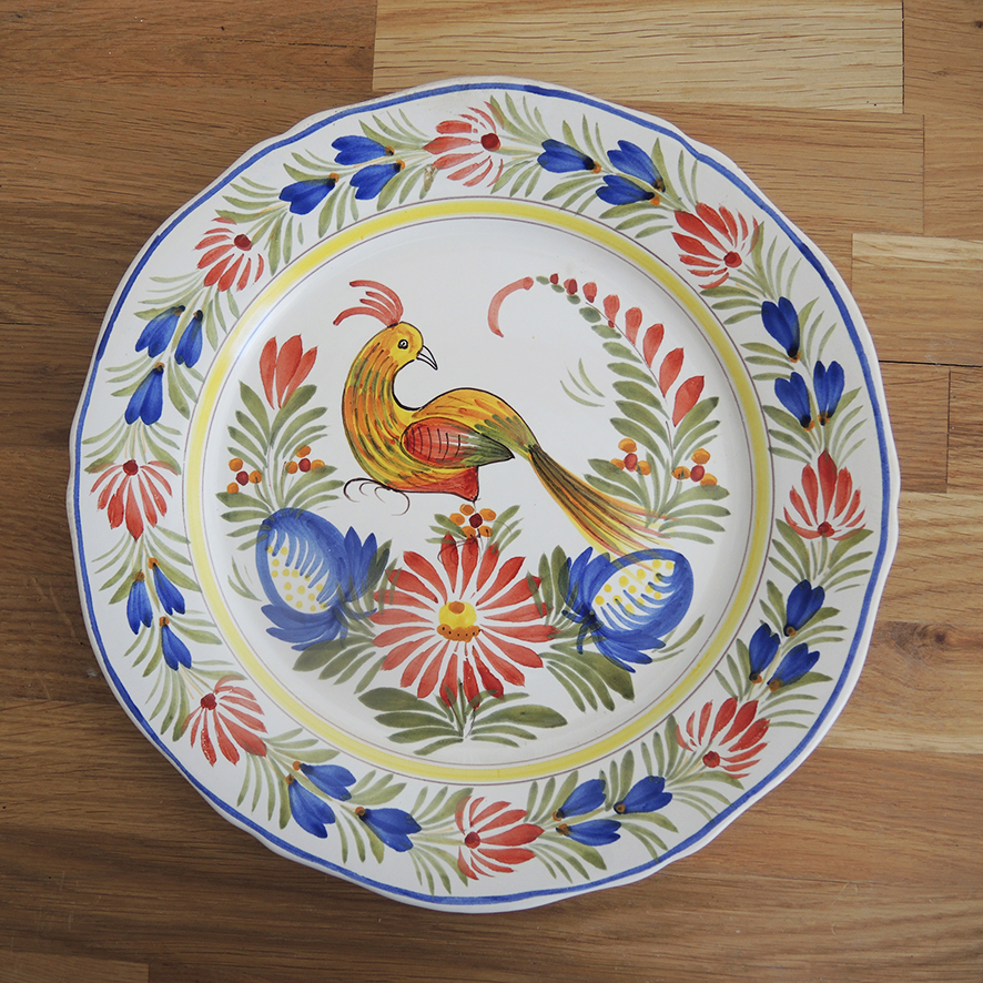 Ancienne Assiette Faisan en Céramique HB Quimper