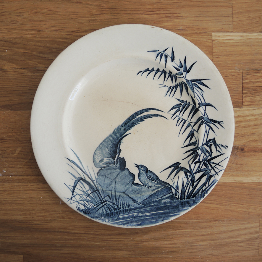 Ancienne Assiette Faisan en Céramique de Longwy