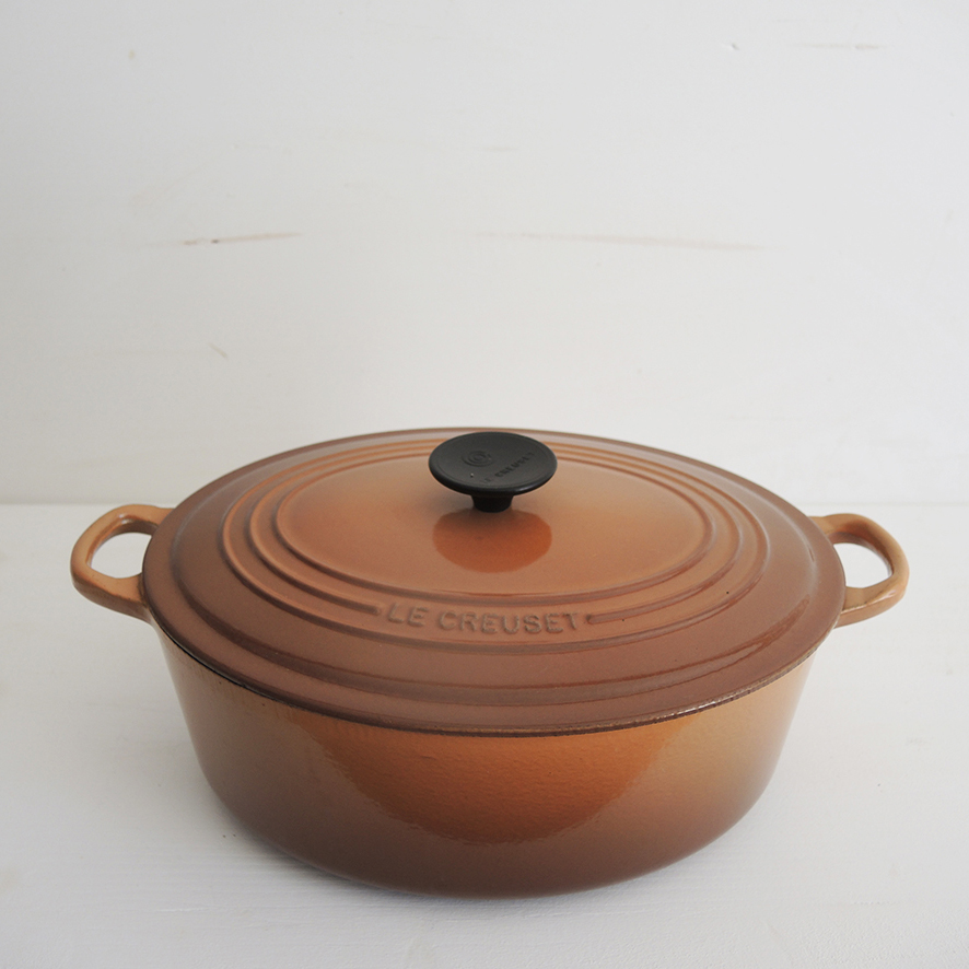 Ancienne Cocotte Ovale en Fonte Emaillée Beige LE CREUSET No 30