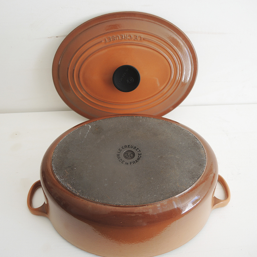 Ancienne Cocotte Ovale en Fonte Emaillée Beige LE CREUSET No 30 – Image 5