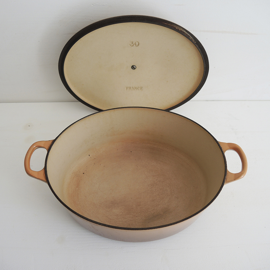 Ancienne Cocotte Ovale en Fonte Emaillée Beige LE CREUSET No 30 – Image 2