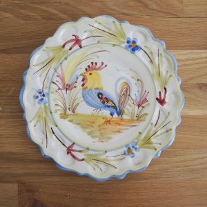 Ancienne Petite Assiette Peinte Main Coq