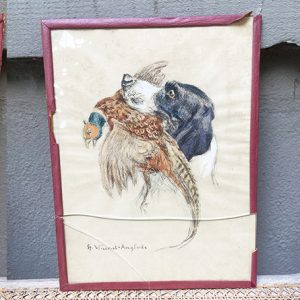 3 Anciens Dessins - Portraits de Chiens de Chasse - Henri Vincent Anglade