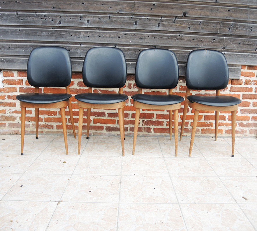 4 Anciennes Chaises Pégase - Pierre Guariche pour Baumann