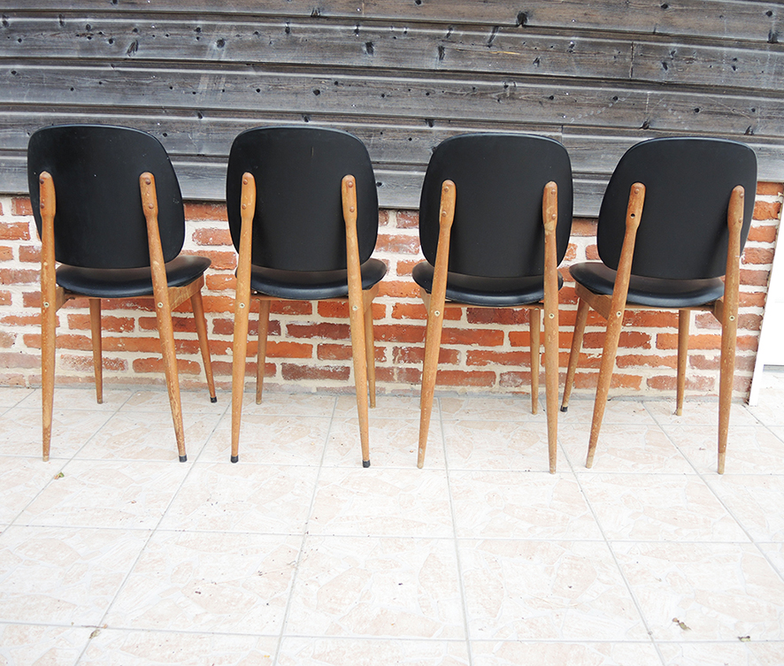 4 Anciennes Chaises "Pégase" - Pierre Guariche pour Baumann - Image 3