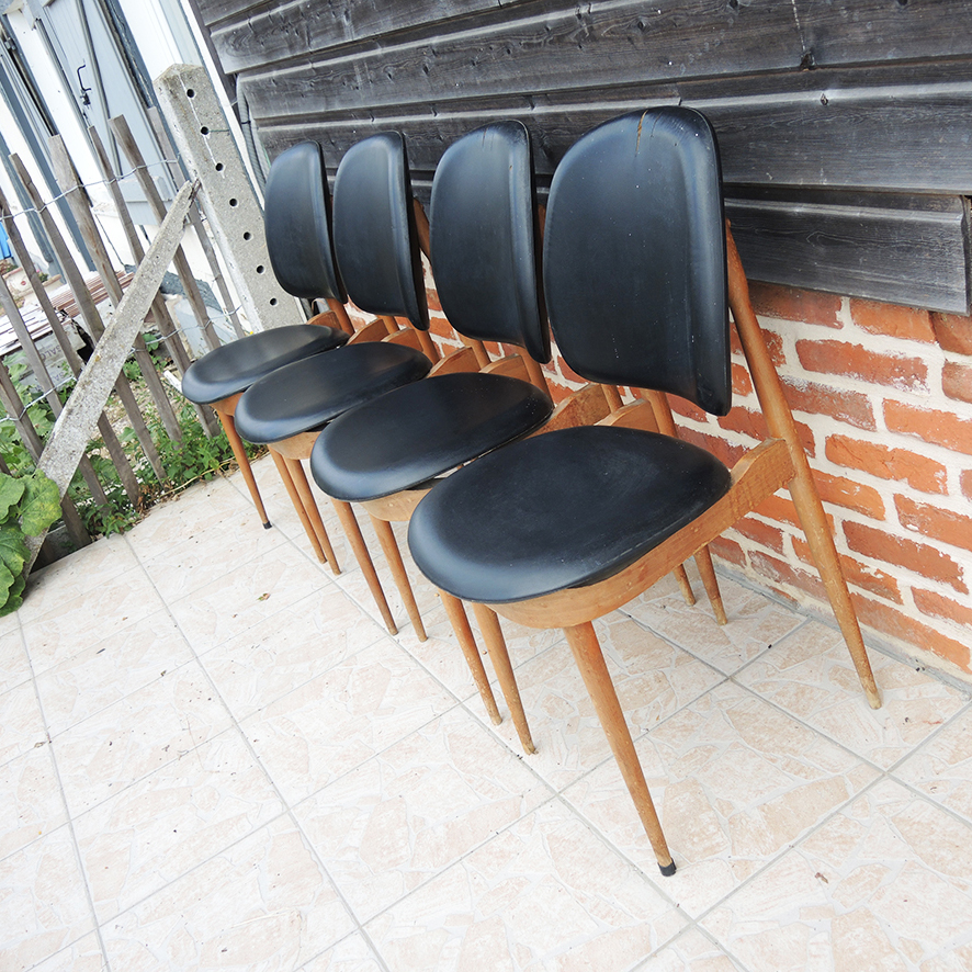 4 Anciennes Chaises "Pégase" - Pierre Guariche pour Baumann - Image 4