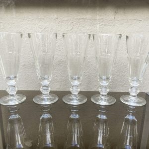 5 Anciennes Flûtes à Champagne Style Caton en Verre ou Cristal