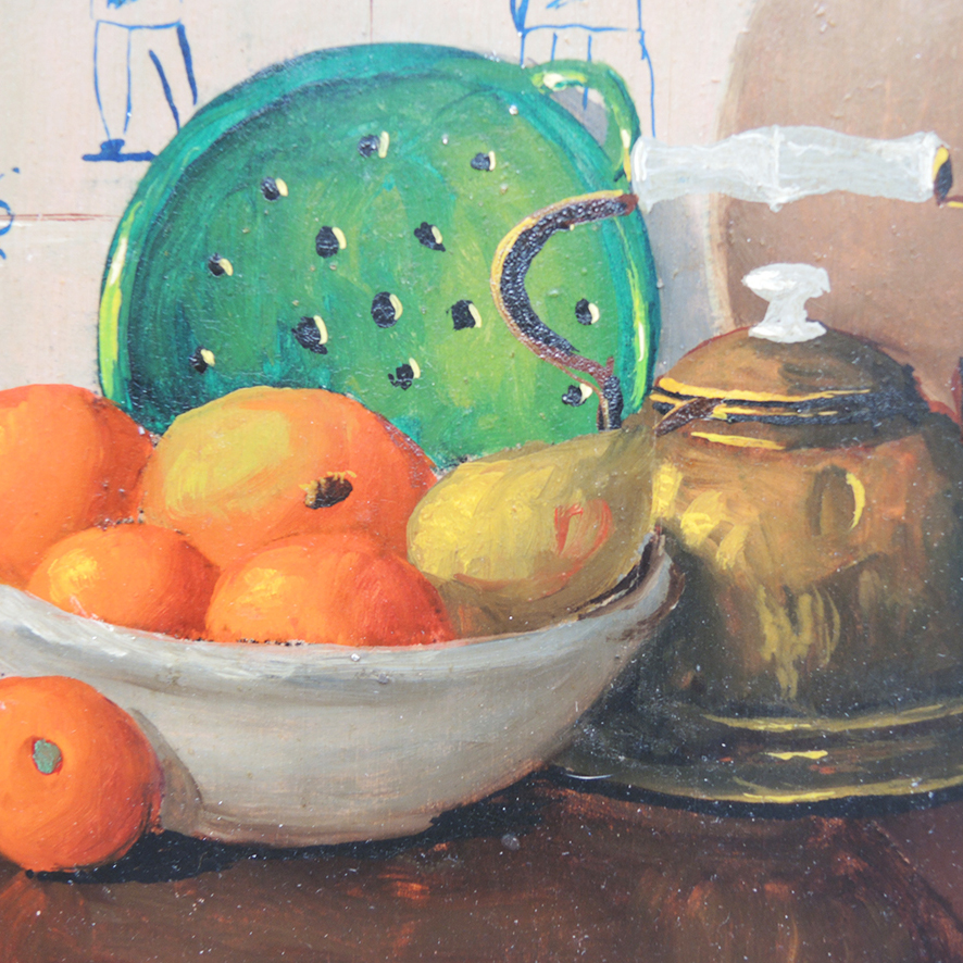 Ancien Tableau à L'Huile : Nature Morte au Carrelage Hollandais - Image 4
