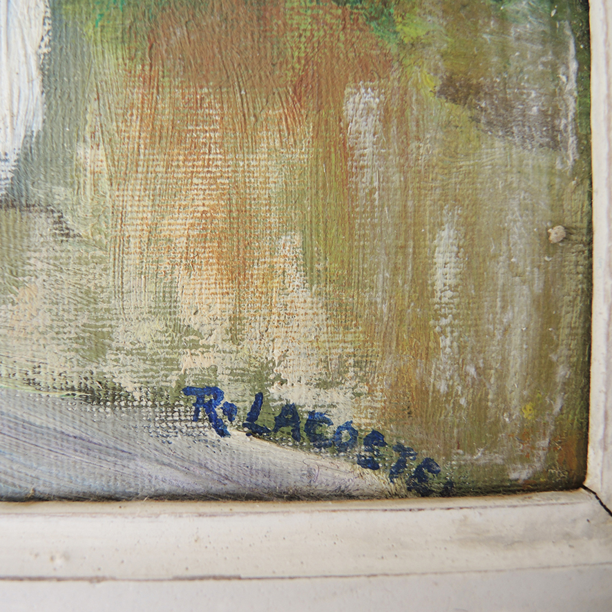 Ancien Tableau à l'Huile sur Panneau - La Baigneuse - Réné Lacoste - Image 3