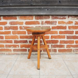 Ancien Tabouret d'Atelier à Vis en Bois & Formica