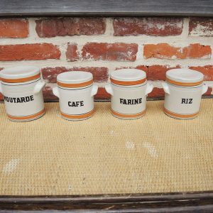 4 Anciens Grands Pots de Cuisine en Grès Emaillé