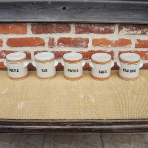 5 Ancien Pots d' Epices en Grès Emaillé