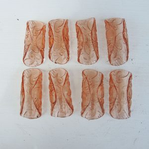 8 Anciens Porte Serviettes en Verre Rose