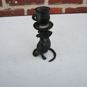 Ancien Bougeoir Souris en Bronze
