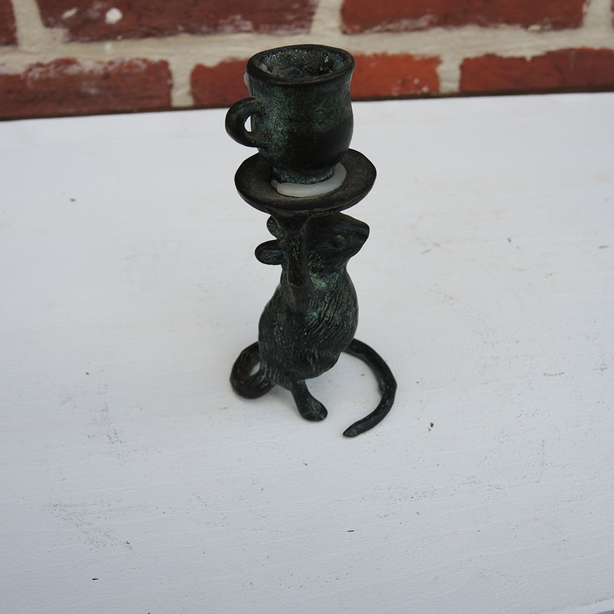 Ancien Bougeoir Souris en Bronze