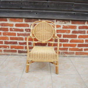 Ancien Fauteuil Médaillon Enfant en Osier