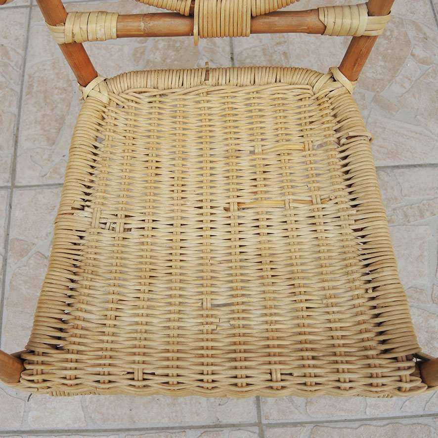 Ancien Fauteuil Médaillon Enfant en Osier – Image 5