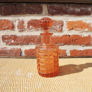 Ancien Flacon de Toilette en Verre Moulé Rose