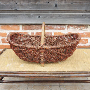 Ancien Panier de Récolte en Osier Foncé