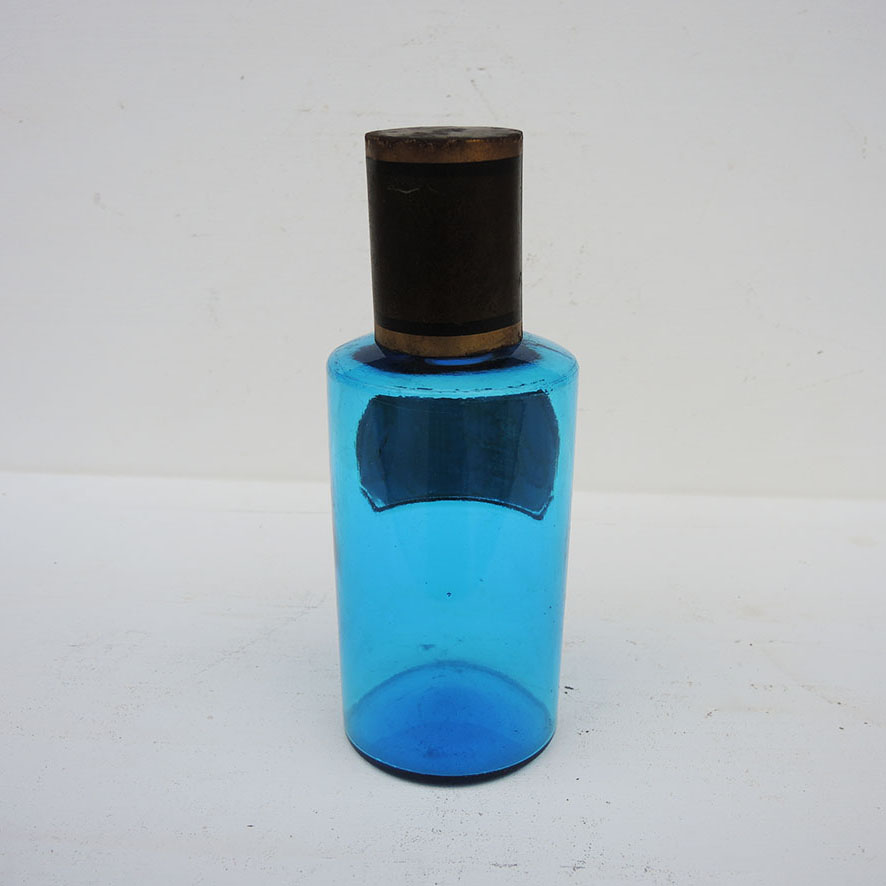 Ancien Pot Apothicaire en Verre Bleu TEINT d'IPECA - Image 2