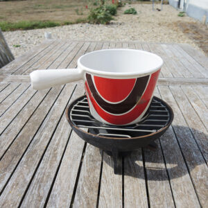 Ancien Service à Fondue Le Creuset - Décor Paon